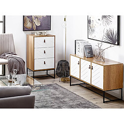 Acheter Beliani Commode effet bois clair et blanche 3 tiroirs NUEVA