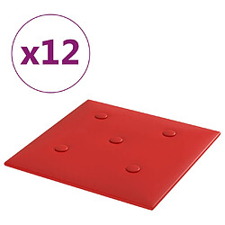 vidaXL Panneaux muraux 12pcs Rouge bordeaux 30x30cm Similicuir 1,08 m²