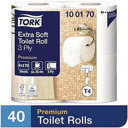 Rouleau Papier Toilette Traditionnel Extra Doux 3 Plis - Lot de 40 - Tork