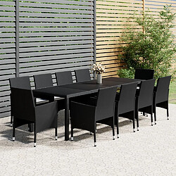 Maison Chic Mobilier à dîner 11 pcs de jardin - Ensemble table et chaises d'extérieur - Salon/Mobilier de jardin classique Résine tressée Noir -MN86946