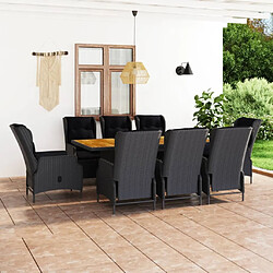 Maison Chic Mobilier à dîner 9 pcs et coussins- Ensemble table et chaises d'extérieur - Salon/Mobilier de jardin classique Résine tressée Gris foncé -MN46519