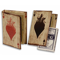 L'Héritier Du Temps Boitier de Rangement Etui Motif Coeur Rouge Jeu de Cartes en Bois et Papier Vernis Multicolore 3x9,5x13,5cm