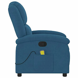 Maison Chic Fauteuil inclinable,Fauteuil luxe de relaxation de massage bleu velours -MN99573 pas cher