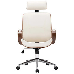 Maison Chic Chaise Gaming | Chaise de bureau Ergonomique Fauteuil avec appuie-tête Crème Similicuir et bois -GKD21744