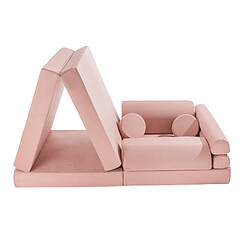 MEOWBABY Canapé pour Enfants, Sofa Velours, Rosa pas cher