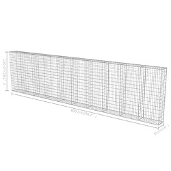 vidaXL Mur à gabion avec couvercles Acier galvanisé 600x30x150 cm pas cher