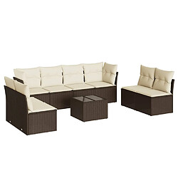 vidaXL Salon de jardin avec coussins 9 pcs marron résine tressée