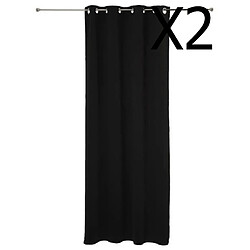 Pegane Lot de 2 rideaux occultant coloris Noir - Dim : 140 X 260 cm .