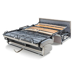 DUNLOPILLO Canapé 4 places convertible express en tissu gris - couchage lattes larges 160 cm - Matelas 22 cm avec mémoire de forme VIZIR pas cher