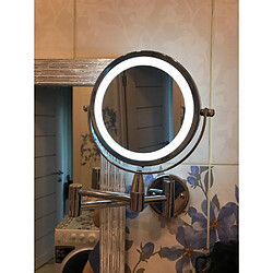 Universal Lumière d'agrandissement, miroir de maquillage, fixation murale, salle de bains ajustable, bras étendus, 2 visages, miroir de maquillage(Argent)