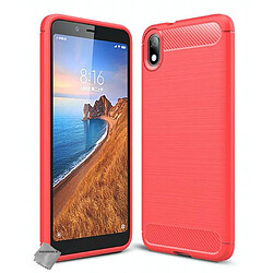 Htdmobiles Coque silicone gel carbone pour Xiaomi Redmi 7A + verre trempe - ROUGE