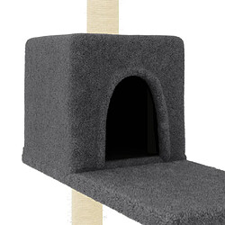 Helloshop26 Arbre à chat meuble tour grimper jouet grattage grattoir escalade plateforme avec griffoirs en sisal foncé 95 cm gris 02_0022718 pas cher