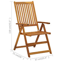 vidaXL Chaises inclinables de jardin lot de 3 Bois solide d'acacia pas cher