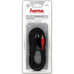 HAMA Câble audio stéréo, 2 x RCA mâles - 1 Jack 3,52mm, Noir, 2,00m