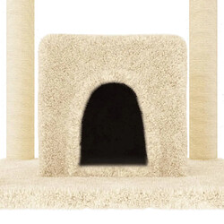 Acheter Helloshop26 Arbre à chat meuble tour grimper jouet grattage grattoir escalade plateforme avec griffoirs en sisal 154 cm crème 02_0022488