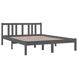 Avis Maison Chic Lit adulte - Lit simple Cadre de lit,Structure du lit Contemporain Gris Bois massif 135x190 cm Double -MN84082