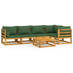 Maison Chic Salon de jardin 6 pcs + coussins - Mobilier/Meubles de jardin - Table et chaises d'extérieur vert bois massif -MN58685