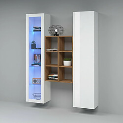 Acheter Ahd Amazing Home Design Armoire de salon blanche avec vitrine et bibliothèque Teret WH