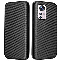 Coque en TPU + PU texture en fibre de carbone avec support noir pour votre Xiaomi 12 Pro