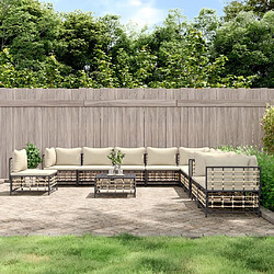 Maison Chic Salon de jardin 11pcs + coussins - Mobilier/Meubles de jardin - Table et chaises d'extérieur anthracite résine tressée -MN65369