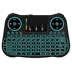 Wewoo Pour PC, TV Noir MT08 2.4GHz Mini Sans Fil Air Souris QWERTY Clavier avec Rétro-Éclairage Coloré et Touchpad & Contrôle Multimédia