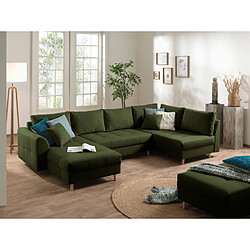 Lisa Design Rune - canapé panoramique - avec pouf d'appoint - 7 places - style scandinave - droit Rune - canapé panoramique - avec pouf d'appoint - 7 places - style scandinave - droit - Vert