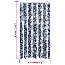 vidaXL Rideau anti-mouches bleu et blanc 100x230 cm chenille pas cher