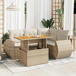 vidaXL Salon de jardin avec coussins 5 pcs beige résine tressée