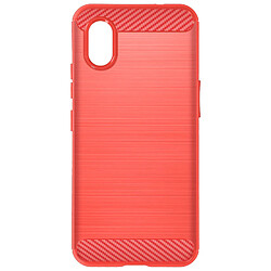 Avizar Coque pour Samsung Galaxy Xcover 7 Souple Effet Carbone et Brossé Rouge