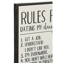 Dansmamaison Pancarte Rules For Dating My Daughter Bois/Ceramique Blanc/Noir