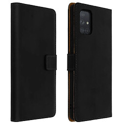 Avizar Housse Samsung Galaxy A71 Cuir Véritable Porte cartes Support Noir