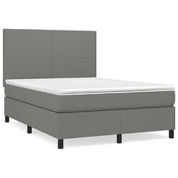 vidaXL Sommier à lattes de lit avec matelas Gris foncé 140x190cm Tissu