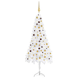 vidaXL Arbre de Noël artificiel d'angle LED et boules Blanc 240 cm PVC