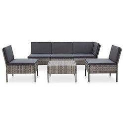 Maison Chic Salon de jardin 6 pcs + coussins - Mobilier/Meubles de jardin - Table et chaises d'extérieur Résine tressée Gris -MN50272