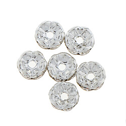 Acheter 100pcs 8mm alliage d'argent rhinestone perles spacer bricolage trouver une fleur