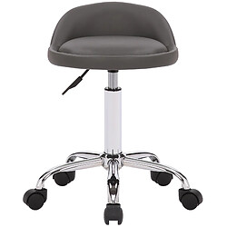 Decoshop26 Tabouret de travail sur roulettes hauteur réglable support en métal assise en synthétique gris TABO10193