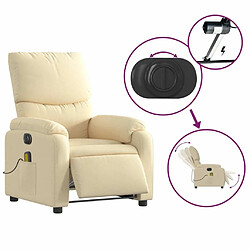 Maison Chic Fauteuil Relax pour salon, Fauteuil inclinable de massage électrique crème tissu -GKD87422 pas cher