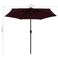 vidaXL Parasol de jardin lumières LED et mât aluminium rouge bordeaux pas cher