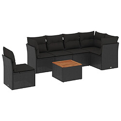 Maison Chic Salon de jardin 7 pcs avec coussins | Ensemble de Table et chaises | Mobilier d'Extérieur noir résine tressée -GKD21666