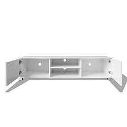 Avis Helloshop26 Meuble télé buffet tv télévision design pratique 140 cm haute brillance blanc 2502057/2