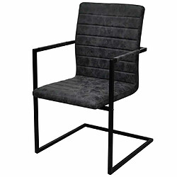 Maison Chic Lot de 2 Chaises à manger cantilever,Chaises de cuisine style scandinave - noir similicuir -MN21869