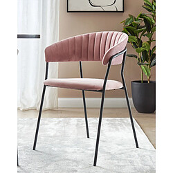 Beliani Chaise de salle à manger MARIPOSA Set de 2 Velours Rose