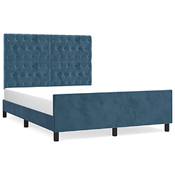 Maison Chic Lit adulte - Cadre Structure de lit avec tête de lit Contemporain Bleu foncé 140x190 cm Velours -MN85982