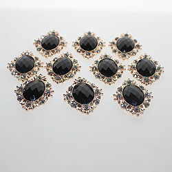 Avis 10pcs Strass Dos Plat Perles Bouton Scrapbooking Embellissement Noir