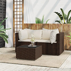 Maison Chic Salon de jardin 3 pcs + coussins - Mobilier/Meubles de jardin - Table et chaises d'extérieur marron résine tressée -MN91133