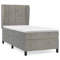 vidaXL Sommier à lattes de lit et matelas Gris clair 80x200 cm Velours