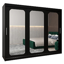 Abiks Meble Armoire PROMO T3 À Portes Coulissantes 200/250/62 3 Portes (Noir/Noir)