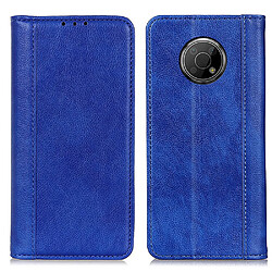 Etui en PU texture litchi, auto-absorption magnétique avec support, bleu pour votre Nokia G300