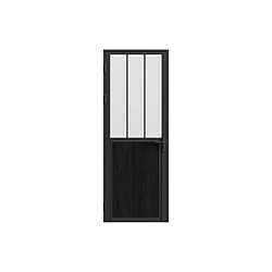 Vente-Unique Bloc porte réversible en aluminium et verre trempé dépoli style atelier - H204 x L73 cm - Noir - ERMELO