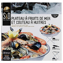 Saveurs Et Degustation Plateau avec support et couteau à huitres.